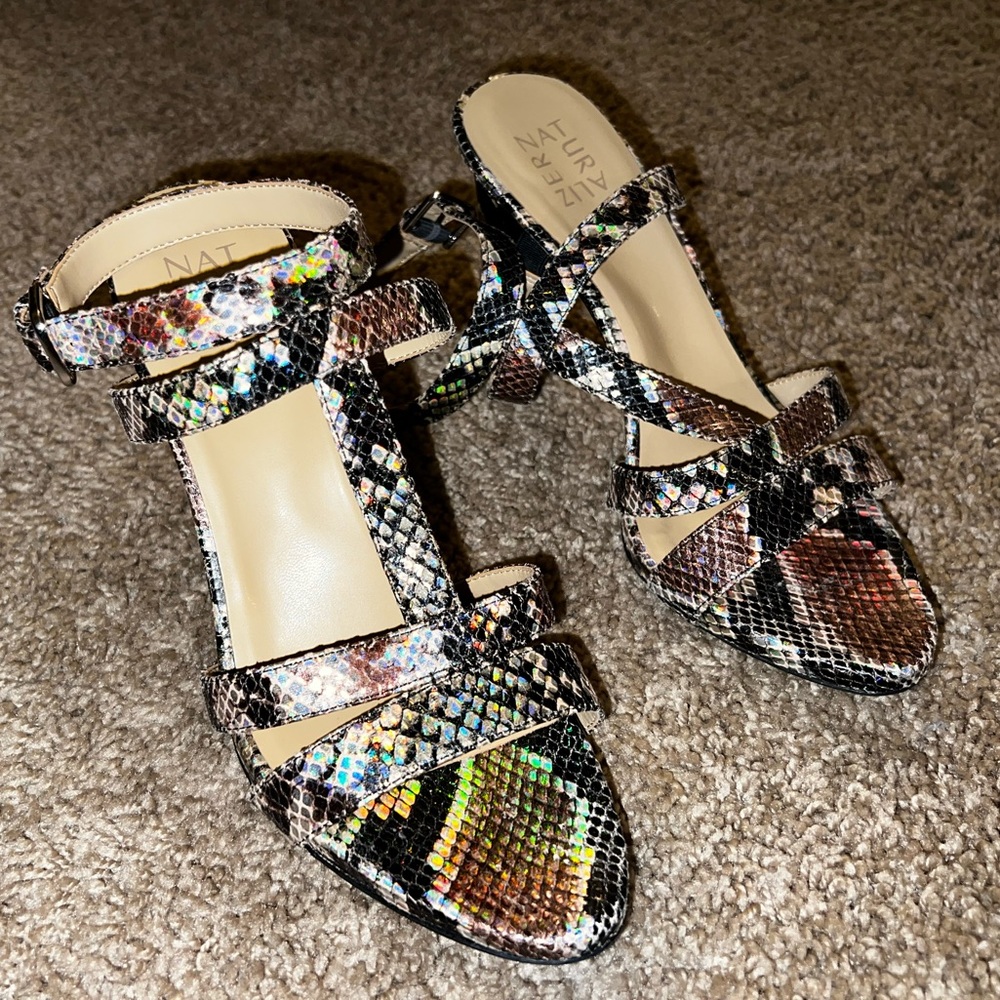 Naturalized Black Snake Embossed Sandal